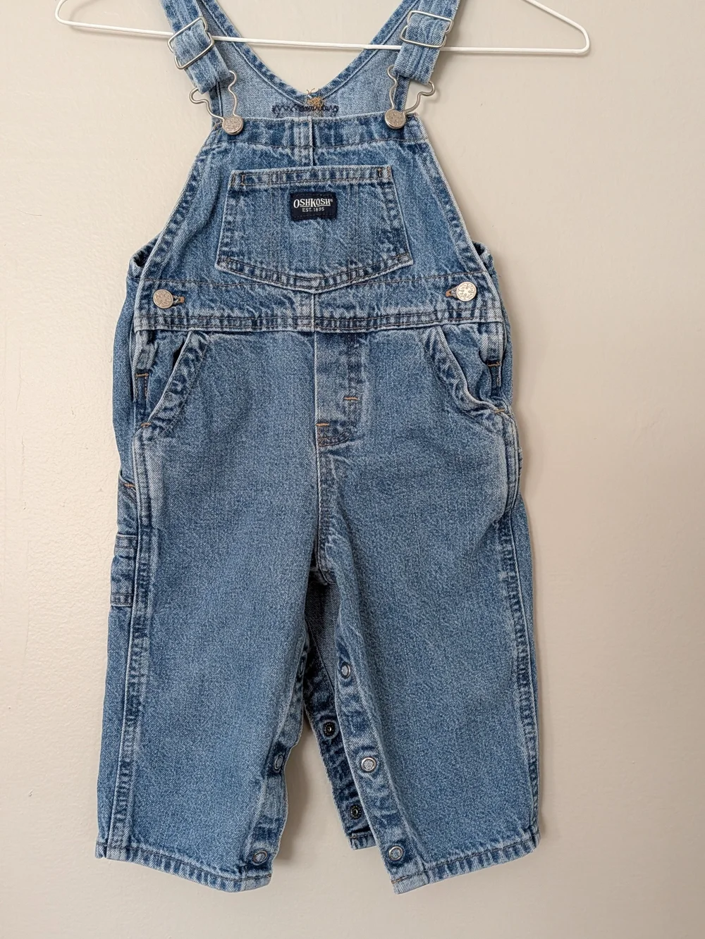 OshKosh B'gosh Denim Kids One-Piece Overalls Snap Crotch